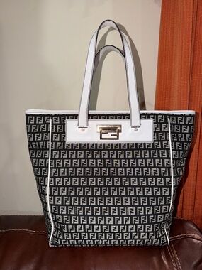 ‼️Authentic Fendi Zucchino Canvas Tote Shoulder Bag
